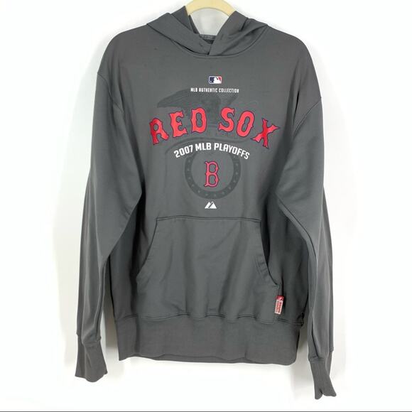 MLB Authentic Collection Red Sox Hoodie Therma Base Medium Sweatshirt Gray - Picture 1 of 10